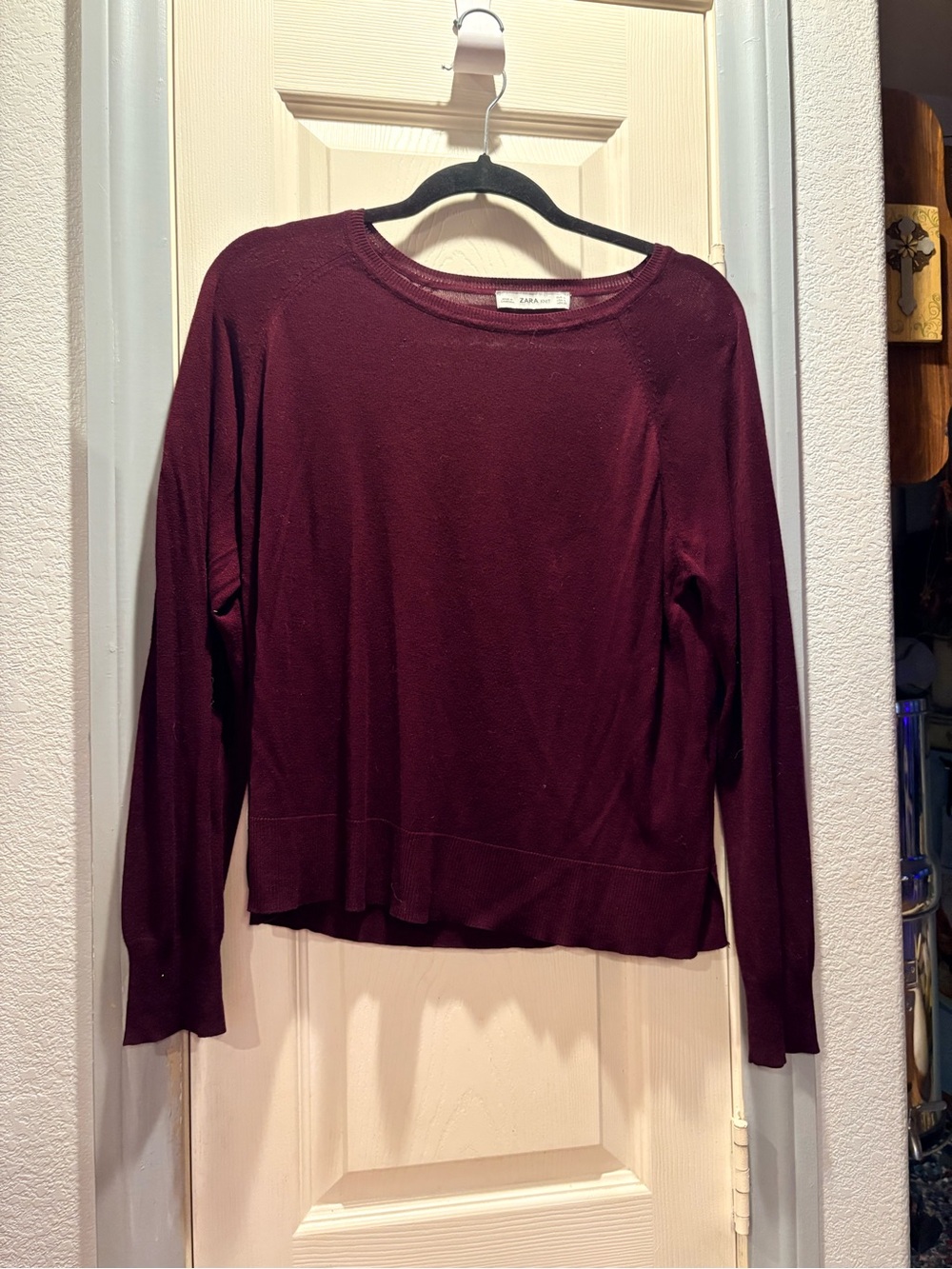 Zara Burgundy Long-Sleeve Knit Top